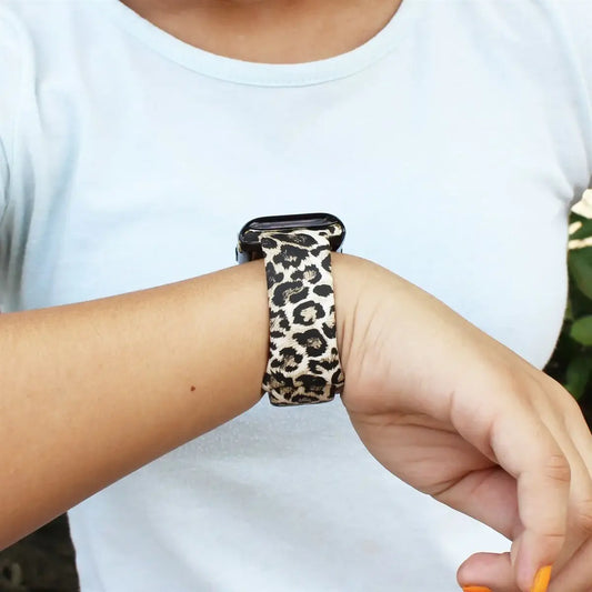 Leopard Cheetah Animal Silicone Apple Watch Band: 42/44/45mm