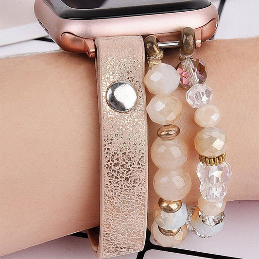 Leopard Calf Leather and Crystal Apple Watch Band: #2 Rosegold / 38/40/41mm