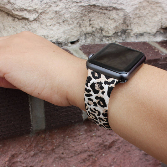 Leopard Cheetah Animal Silicone Apple Watch Band: 38/40/41mm