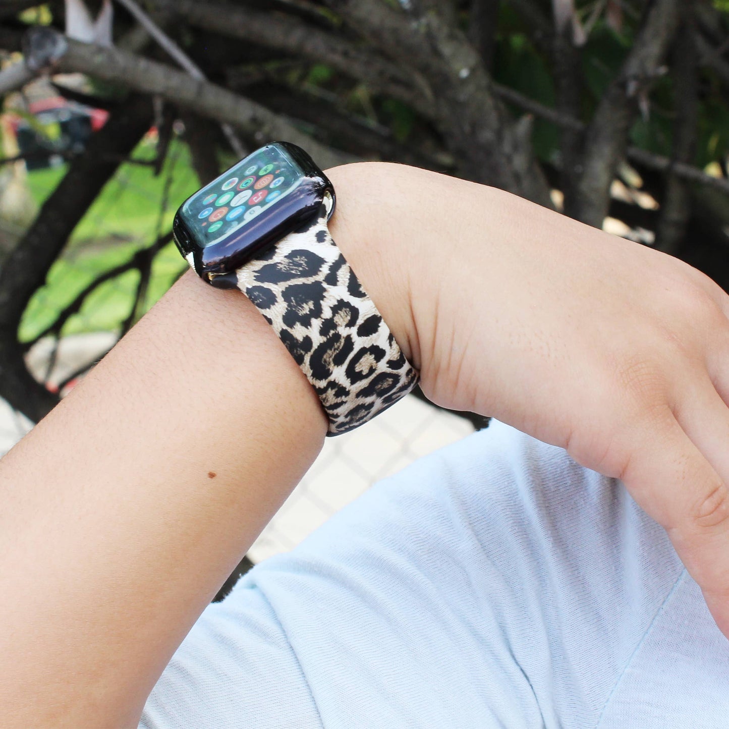 Leopard Cheetah Animal Silicone Apple Watch Band: 42/44/45mm