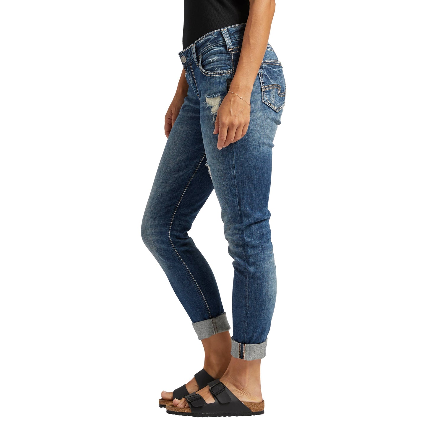 Silver Jeans Co. Girlfriend Mid Rise Skinny Jeans SJL388: Indigo / 36 / L27137SJL388